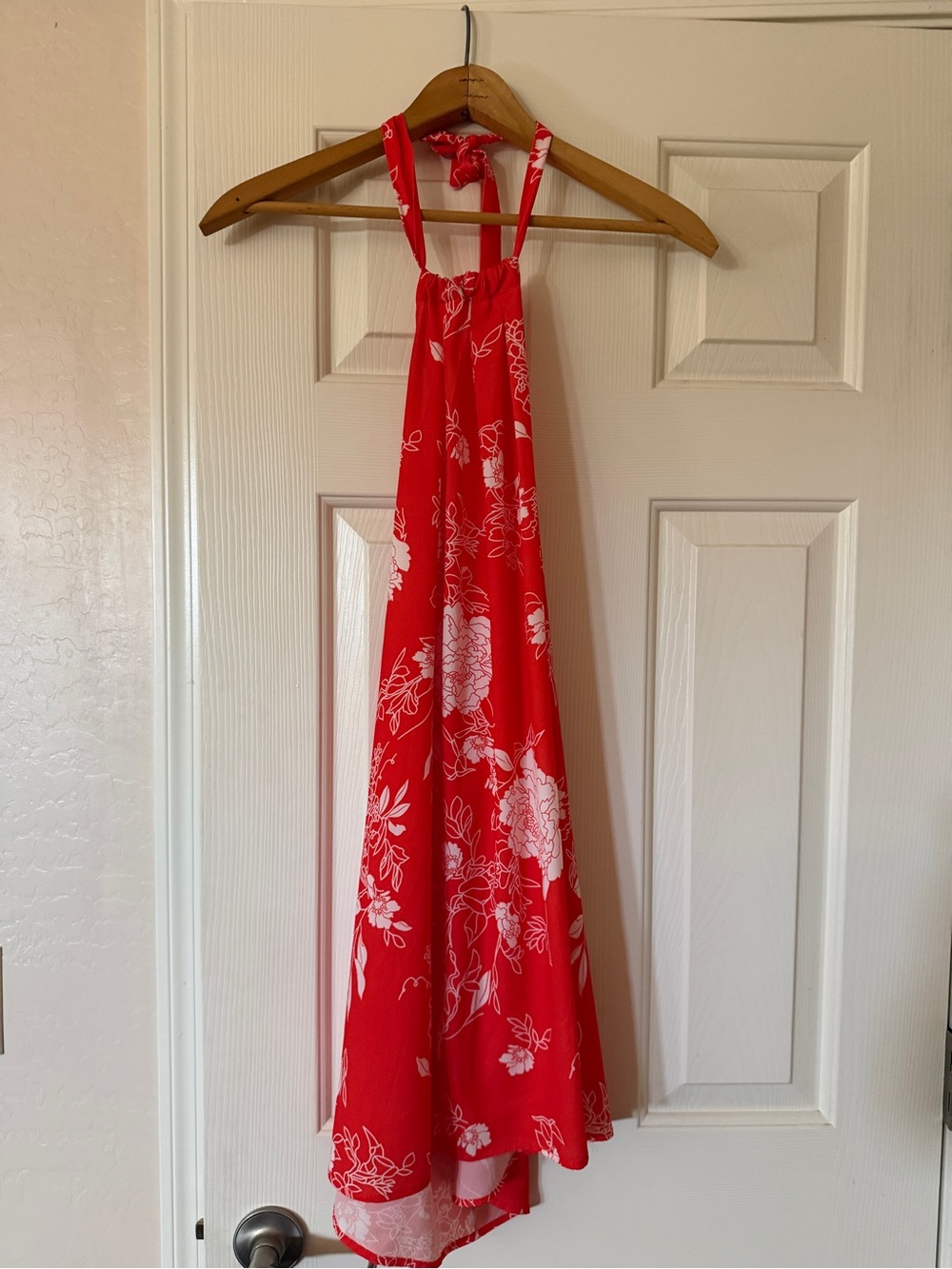 Women's Casual Orange and White Floral Dress, Size Small